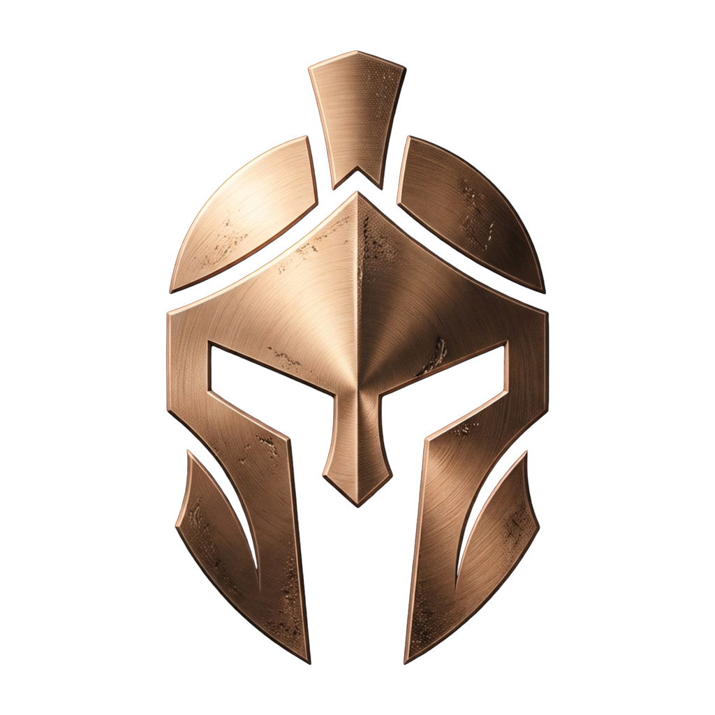 Casque spartiate en bronze, symbole du podcast ODE
